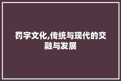 罚字文化,传统与现代的交融与发展