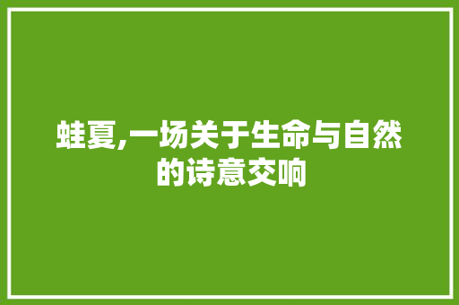 蛙夏,一场关于生命与自然的诗意交响