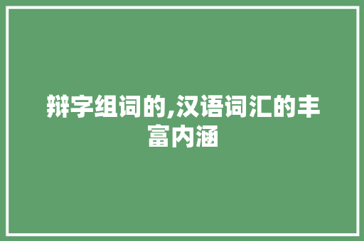 辩字组词的,汉语词汇的丰富内涵 采访稿