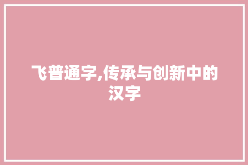 飞普通字,传承与创新中的汉字