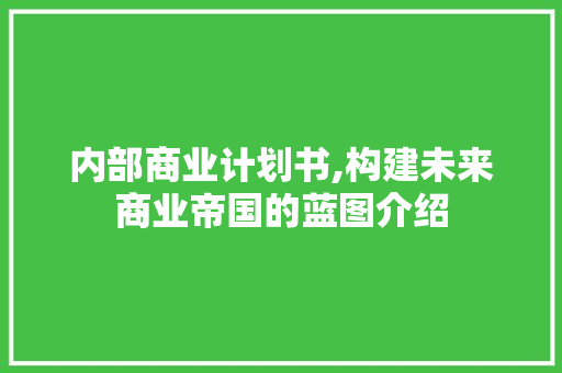 内部商业计划书,构建未来商业帝国的蓝图介绍