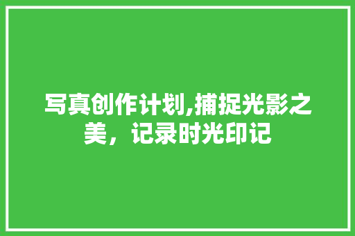 写真创作计划,捕捉光影之美，记录时光印记