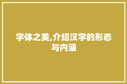 字体之美,介绍汉字的形态与内涵