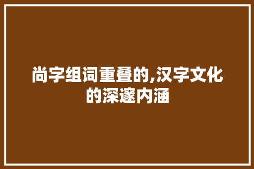 尚字组词重叠的,汉字文化的深邃内涵