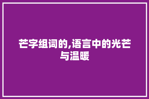 芒字组词的,语言中的光芒与温暖