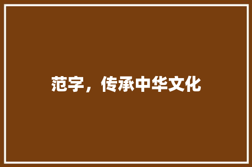 范字，传承中华文化 采访稿