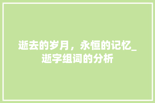 逝去的岁月，永恒的记忆_逝字组词的分析 工作类