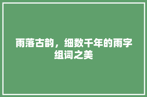 雨落古韵，细数千年的雨字组词之美