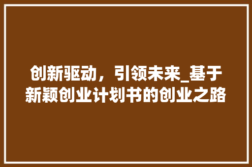 创新驱动，引领未来_基于新颖创业计划书的创业之路