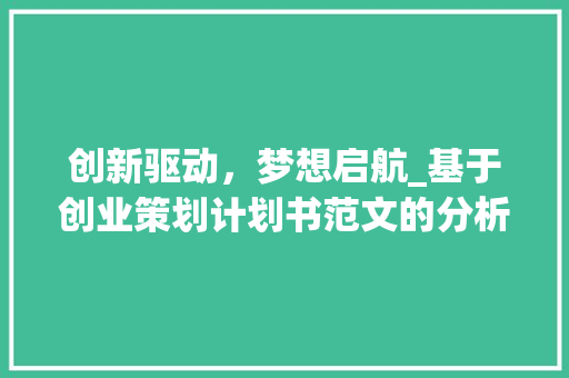 创新驱动，梦想启航_基于创业策划计划书范文的分析与启示 生活类