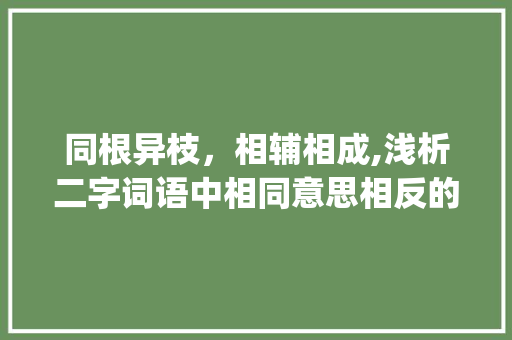 同根异枝，相辅相成,浅析二字词语中相同意思相反的奇妙现象_两字相同意思相反的二字词语