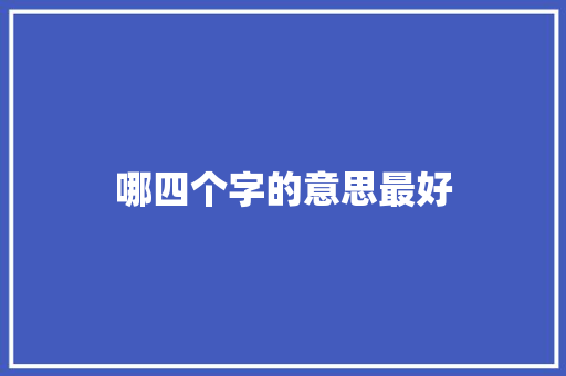 哪四个字的意思最好