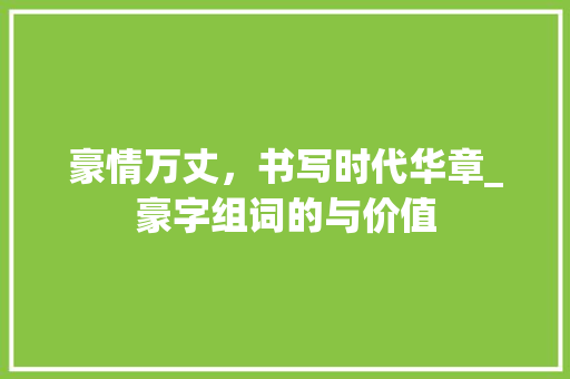 豪情万丈，书写时代华章_豪字组词的与价值