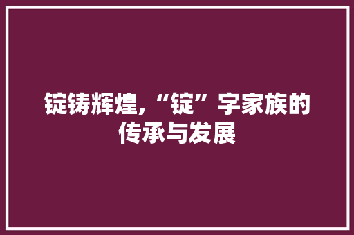 锭铸辉煌,“锭”字家族的传承与发展