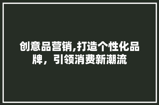 创意品营销,打造个性化品牌，引领消费新潮流