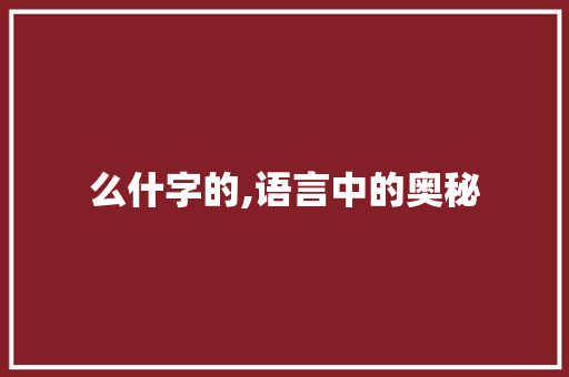 么什字的,语言中的奥秘