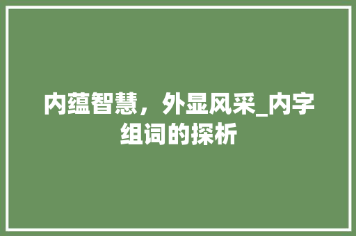 内蕴智慧，外显风采_内字组词的探析
