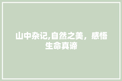 山中杂记,自然之美，感悟生命真谛