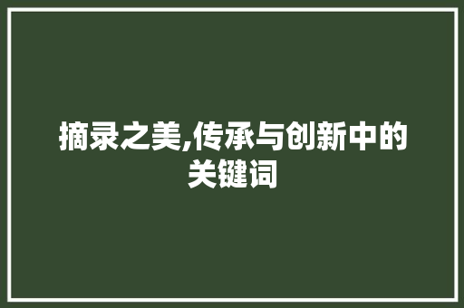 摘录之美,传承与创新中的关键词 工作类