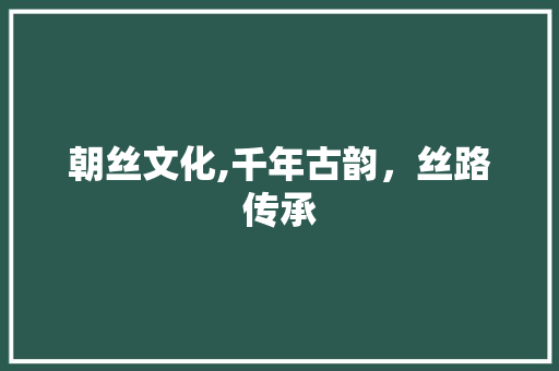 朝丝文化,千年古韵，丝路传承