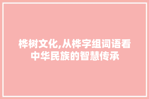 桦树文化,从桦字组词语看中华民族的智慧传承