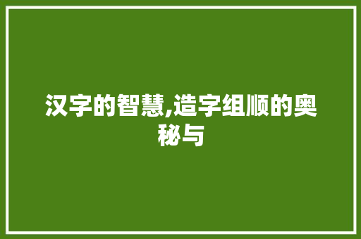 汉字的智慧,造字组顺的奥秘与 工作报告
