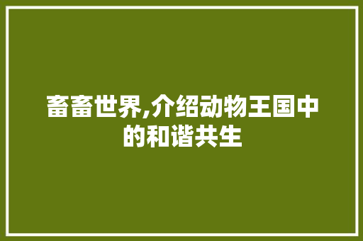 畜畜世界,介绍动物王国中的和谐共生 生活随笔