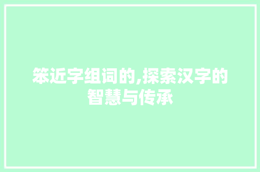 笨近字组词的,探索汉字的智慧与传承