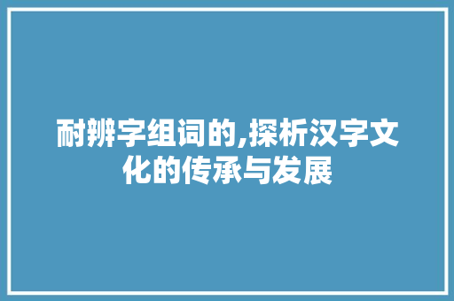 耐辨字组词的,探析汉字文化的传承与发展