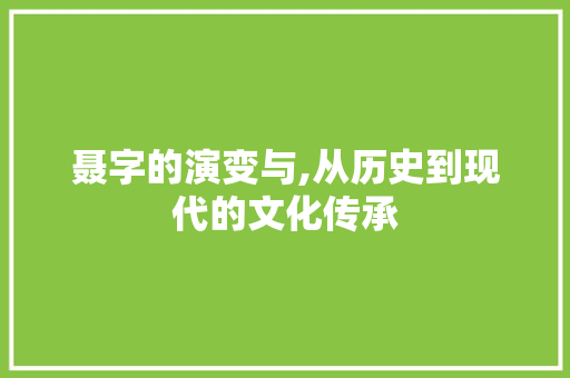 聂字的演变与,从历史到现代的文化传承 生活类