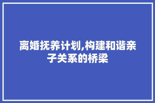 离婚抚养计划,构建和谐亲子关系的桥梁