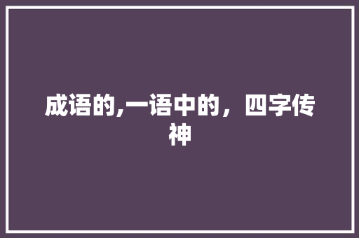 成语的,一语中的，四字传神