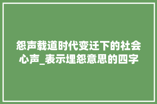 怨声载道时代变迁下的社会心声_表示埋怨意思的四字词语 工作类