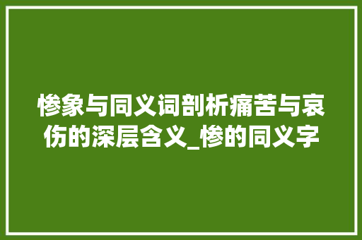 惨象与同义词剖析痛苦与哀伤的深层含义_惨的同义字是什么意思