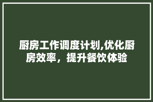 厨房工作调度计划,优化厨房效率，提升餐饮体验