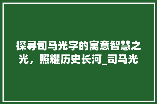 探寻司马光字的寓意智慧之光，照耀历史长河_司马光字的寓意是啥意思
