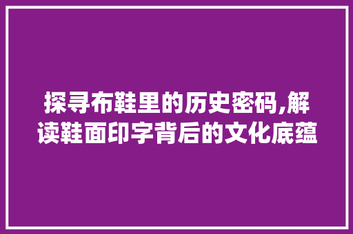 探寻布鞋里的历史密码,解读鞋面印字背后的文化底蕴_布鞋里印的字是什么意思