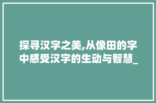 探寻汉字之美,从像田的字中感受汉字的生动与智慧_长的像田的字念什么意思