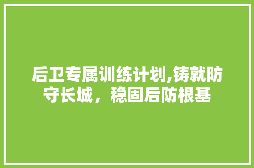 后卫专属训练计划,铸就防守长城，稳固后防根基 工作报告