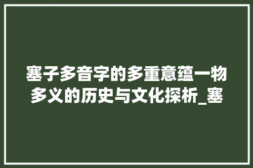 塞子多音字的多重意蕴一物多义的历史与文化探析_塞子多音字的意思是啥呀