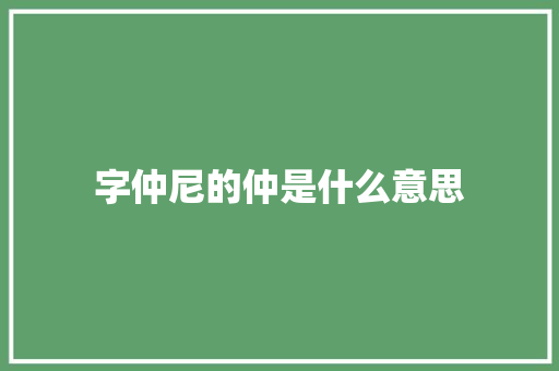 字仲尼的仲是什么意思