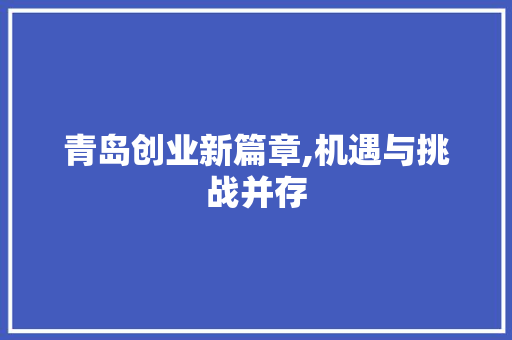 青岛创业新篇章,机遇与挑战并存