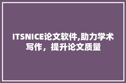 ITSNICE论文软件,助力学术写作，提升论文质量