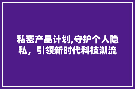 私密产品计划,守护个人隐私，引领新时代科技潮流