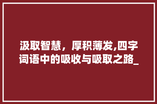 汲取智慧，厚积薄发,四字词语中的吸收与吸取之路_吸收吸取意思的四字词语