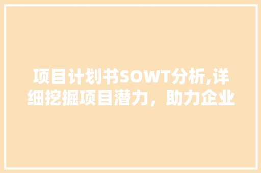 项目计划书SOWT分析,详细挖掘项目潜力，助力企业发展