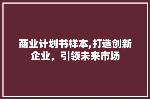 商业计划书样本,打造创新企业，引领未来市场 工作报告