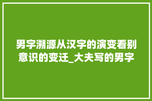 男字溯源从汉字的演变看别意识的变迁_大夫写的男字是什么意思 工作总结