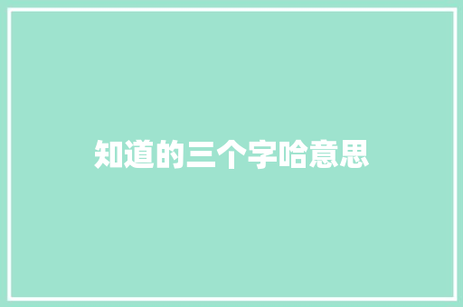 知道的三个字哈意思