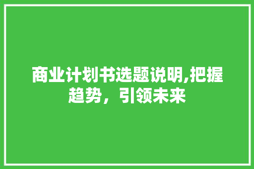 商业计划书选题说明,把握趋势，引领未来